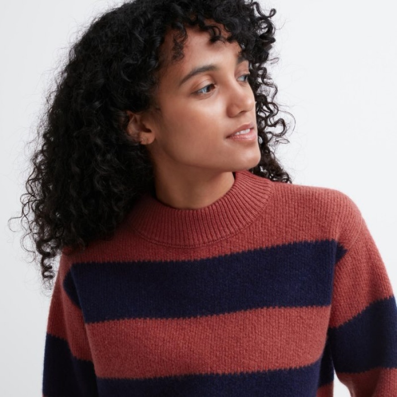 Red Uniqlo Premium Lambswool Long-Sleeve Women Sweaters | 182799