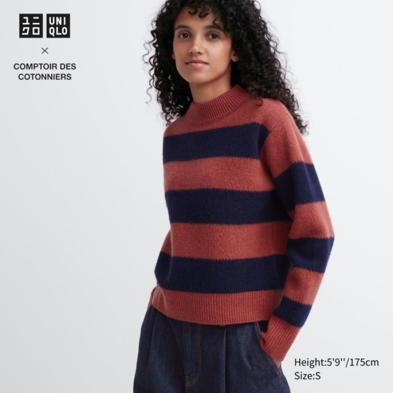 Red Uniqlo Premium Lambswool Long-Sleeve Women Sweaters | 182799