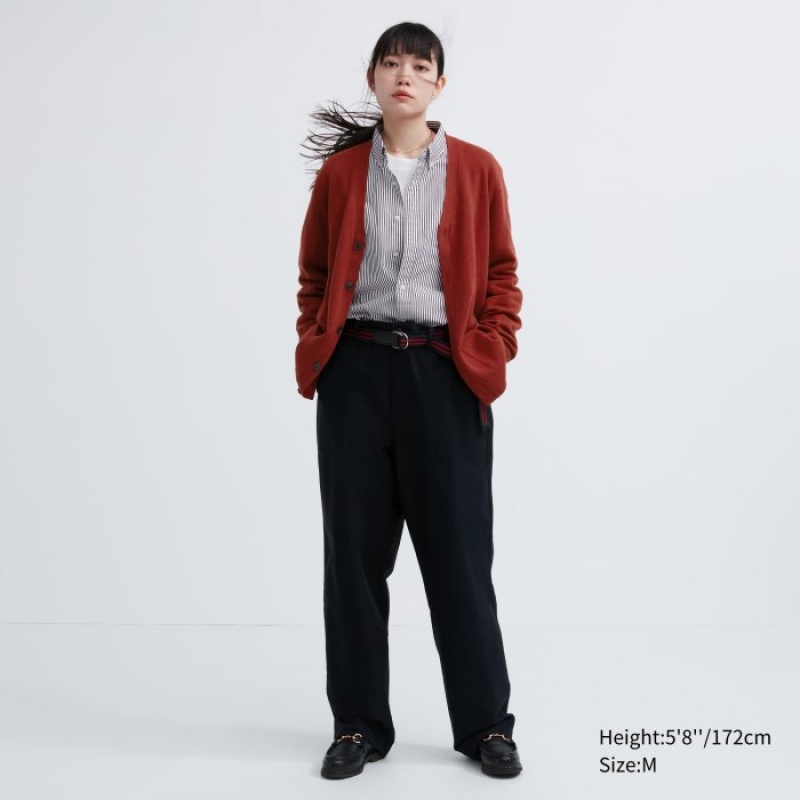 Red Uniqlo Premium Lambswool V-Neck Women Cardigan | 3336632