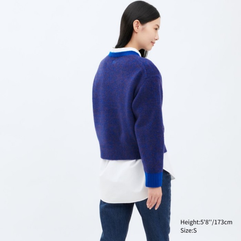 Red Uniqlo Souffle Yarn Crew Neck Long-Sleeve Women Sweaters | 9627038