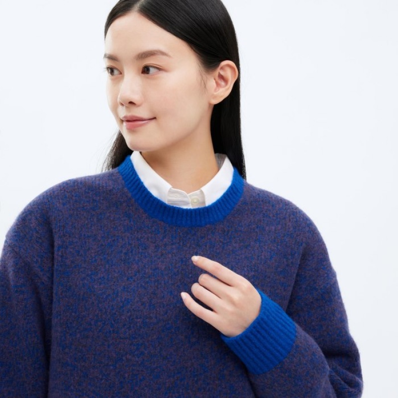 Red Uniqlo Souffle Yarn Crew Neck Long-Sleeve Women Sweaters | 9627038