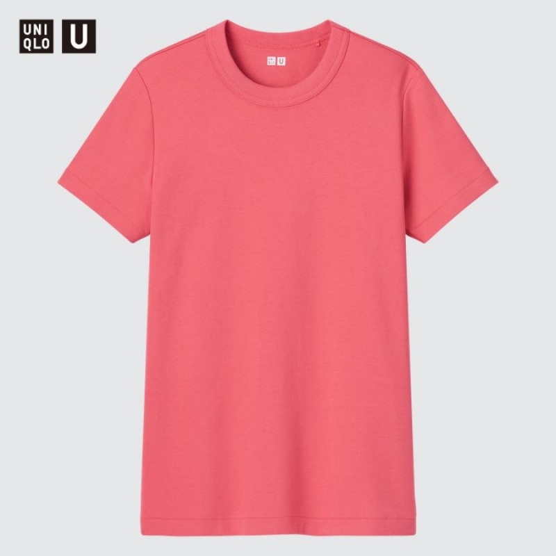 Red Uniqlo U Crew Neck Short-sleeve Women T Shirts | 6607420