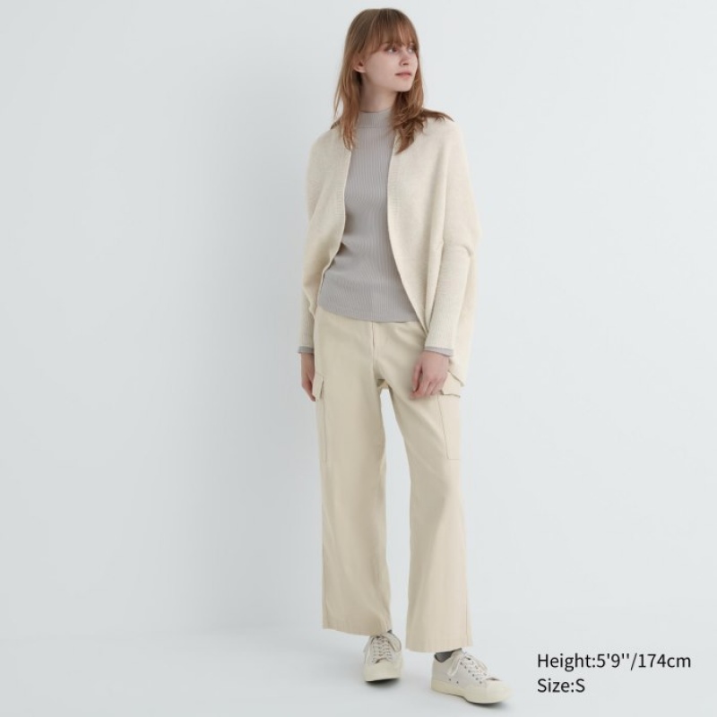 White Uniqlo 3D Knit Souffle Yarn Long-Sleeve Women Cardigan | 5188524