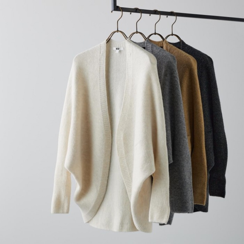 White Uniqlo 3D Knit Souffle Yarn Long-Sleeve Women Cardigan | 5188524
