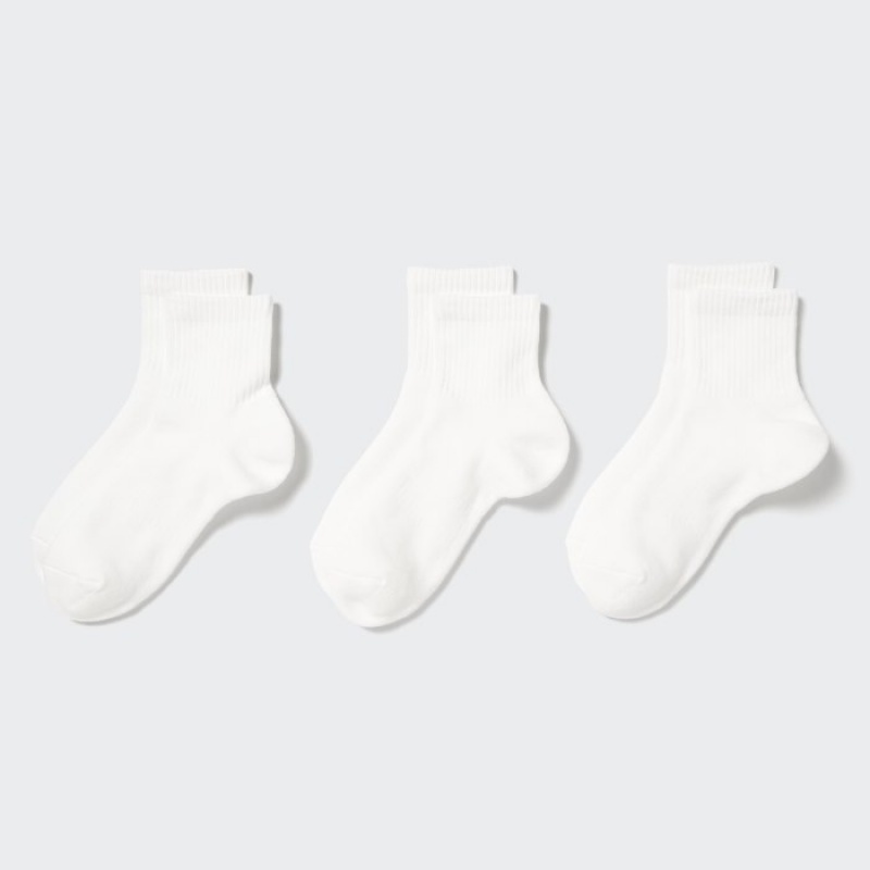 White Uniqlo 3 Pack Women Socks | 1240706