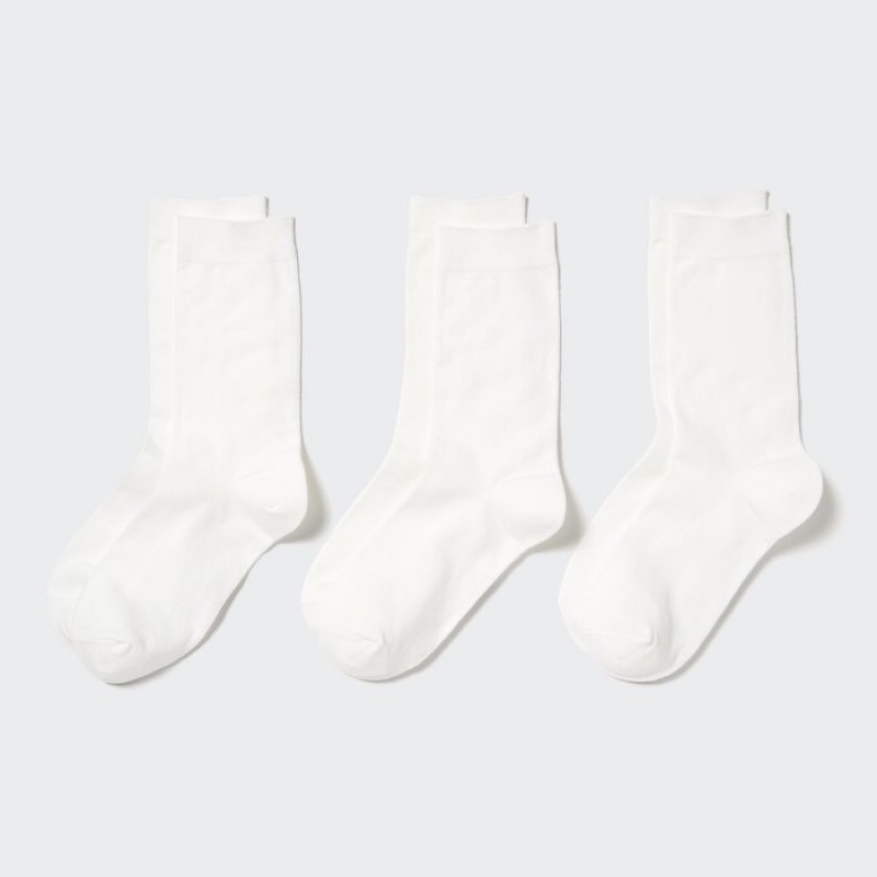 White Uniqlo 3 Pack Women Socks | 8766669