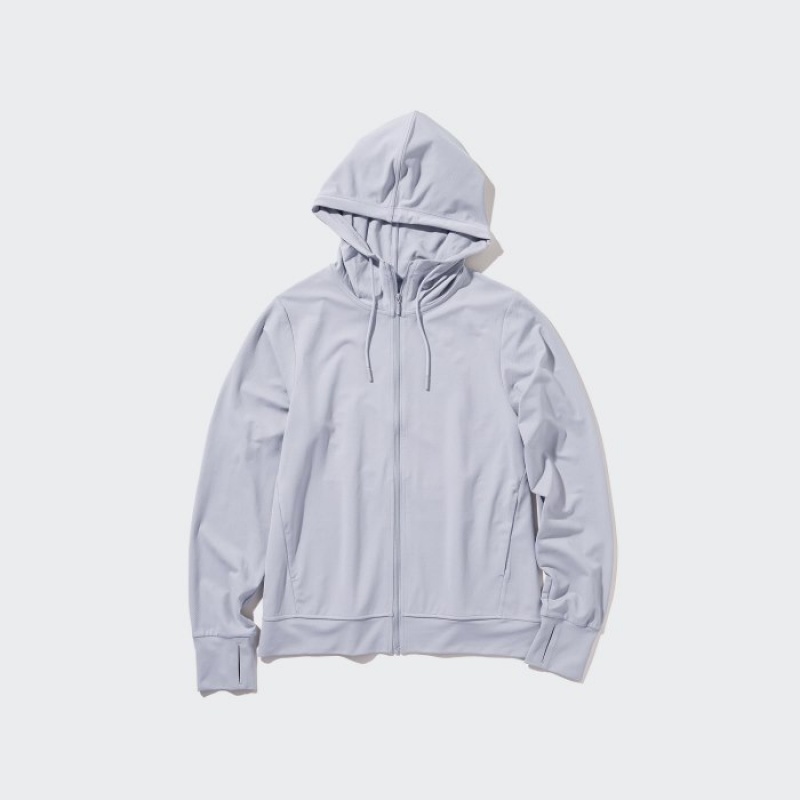 White Uniqlo AIRism Mesh UV Protection Full-Zip Women Hoodie | 9992279