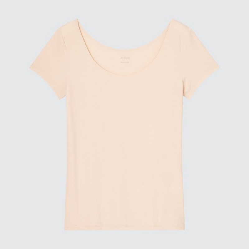 White Uniqlo AIRism Scoop Neck Short-Sleeve Women T Shirts | 3109142