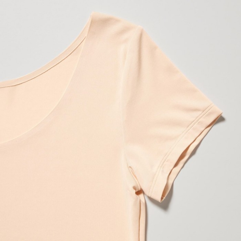 White Uniqlo AIRism Scoop Neck Short-Sleeve Women T Shirts | 3109142