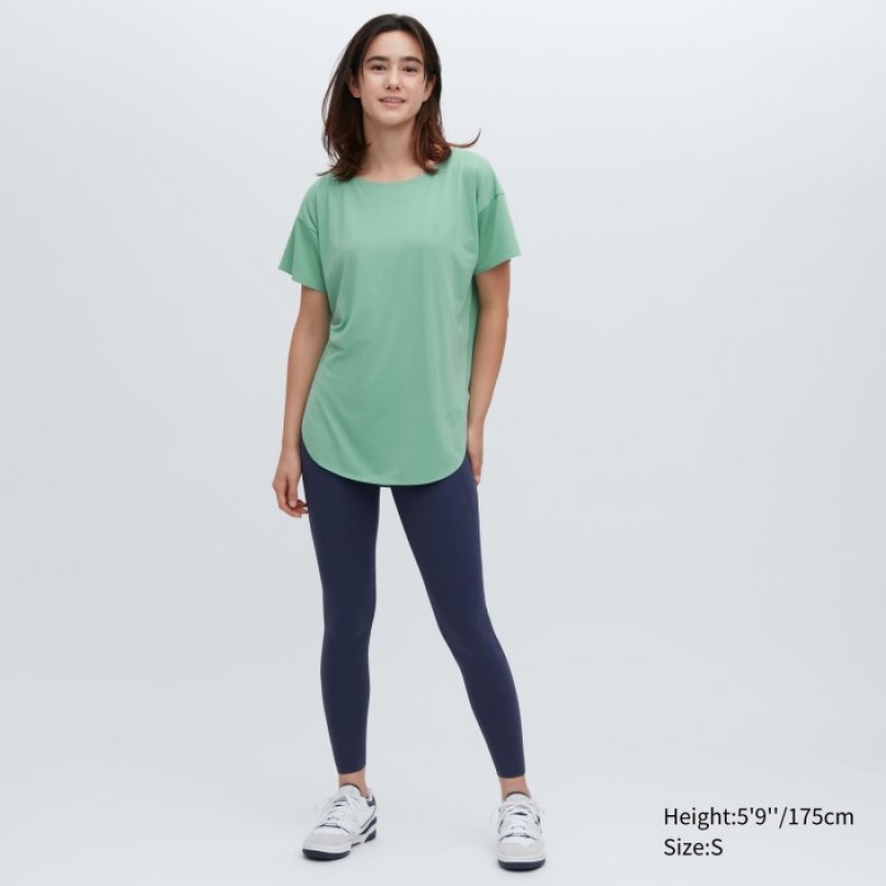 White Uniqlo AIRism Seamless Boat Neck Short-Sleeve Long Women T Shirts | 3529099