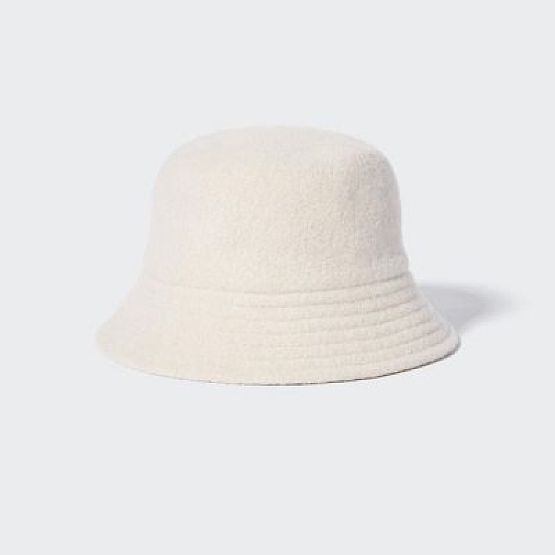 White Uniqlo Adjustable Wool Bucket Women Hats | 4664110