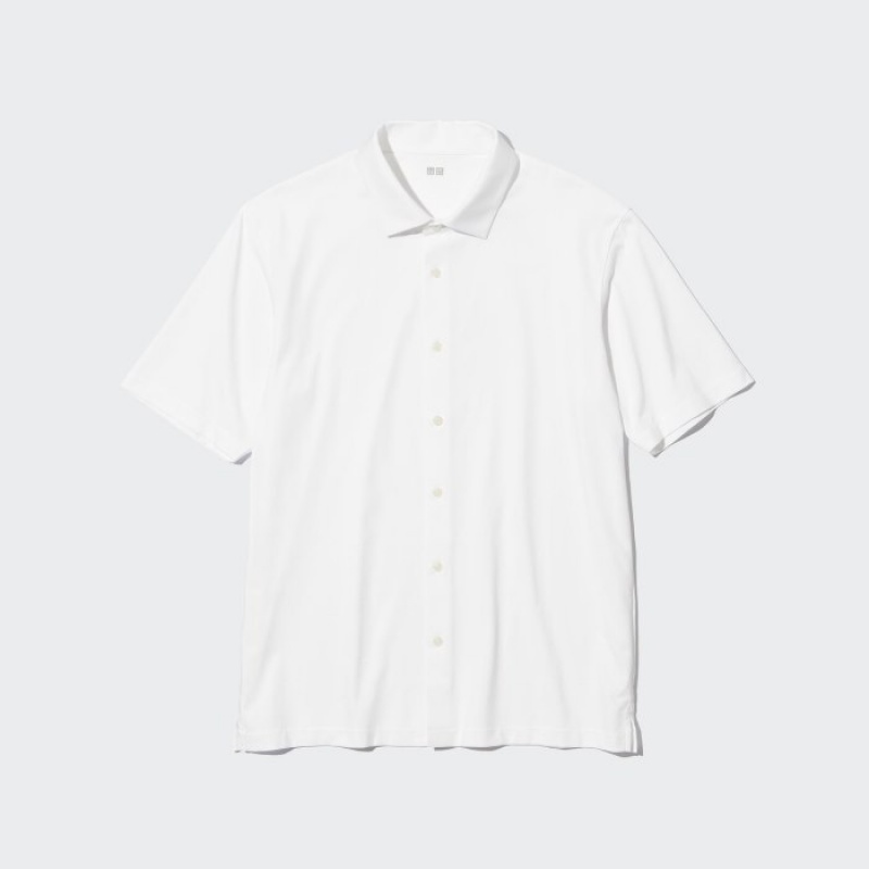 White Uniqlo Airism Full Open Short-sleeve Women Polo Shirts | 4736538