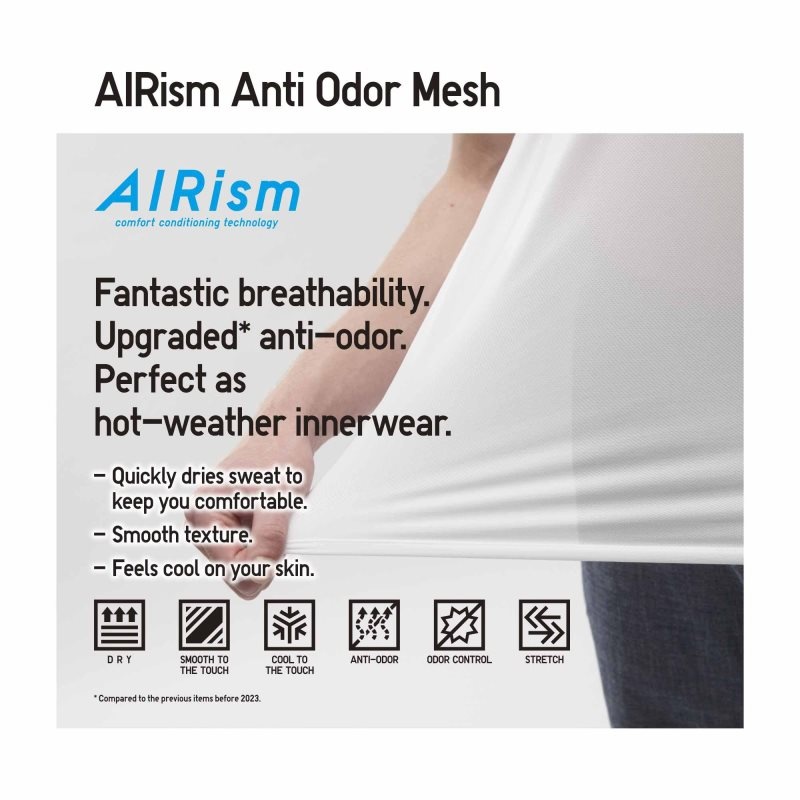 White Uniqlo Airism Mesh Anti-odor V-neck Men T Shirts | 9341977