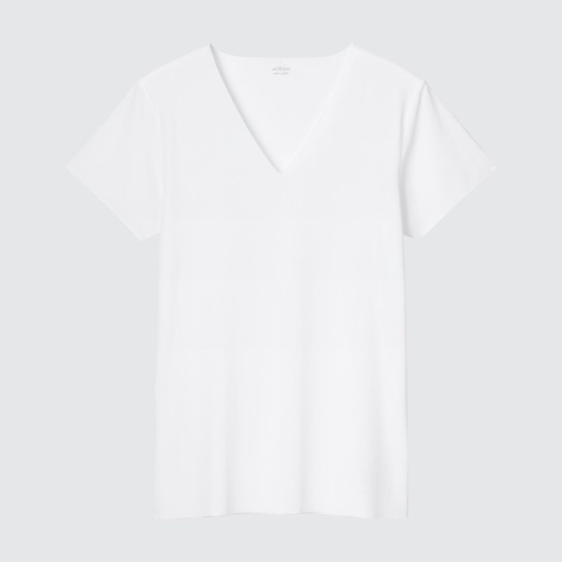White Uniqlo Airism Mesh Anti-odor V-neck Men T Shirts | 9341977