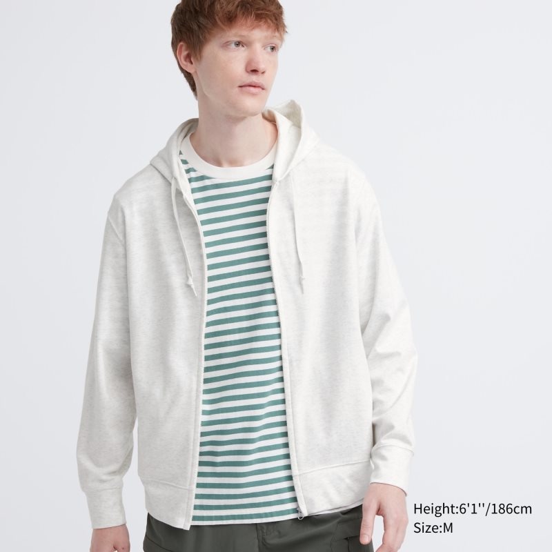 White Uniqlo Airism Uv Protection Full-zip Men Hoodie | 504175