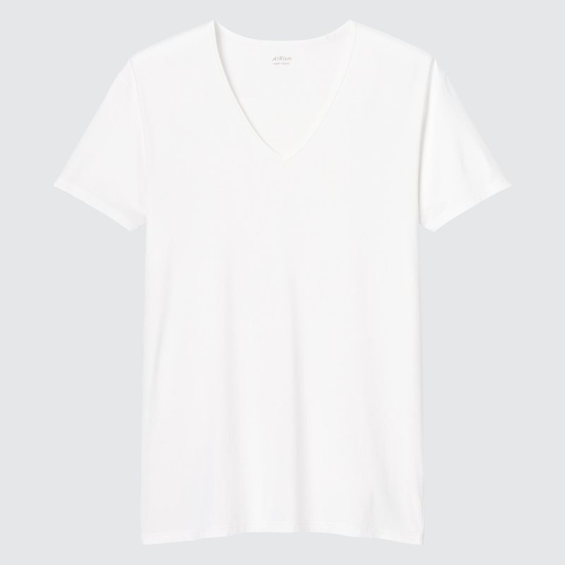 White Uniqlo Airism V-neck Short-sleeve Men T Shirts | 1177025