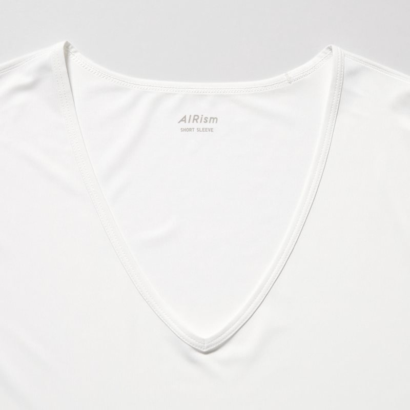 White Uniqlo Airism V-neck Short-sleeve Men T Shirts | 1177025