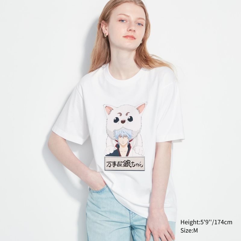 White Uniqlo Anime Gintama Ut Short-sleeve Graphic Men T Shirts | 7884613