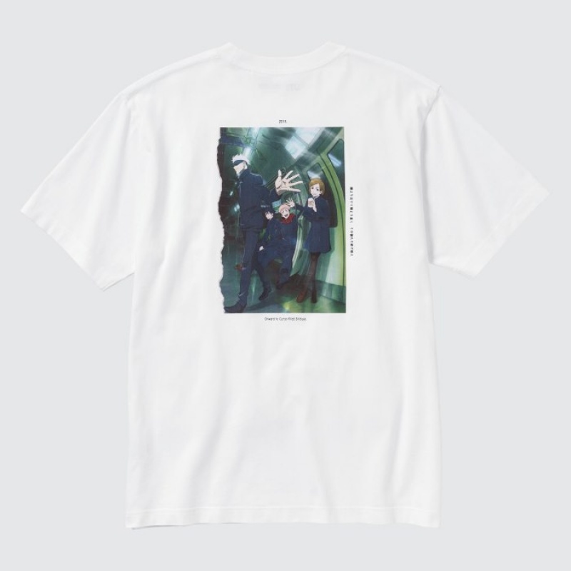 White Uniqlo Anime JUJUTSU KAISEN Season 2 UT Short-Sleeve Women T Shirts | 3372103