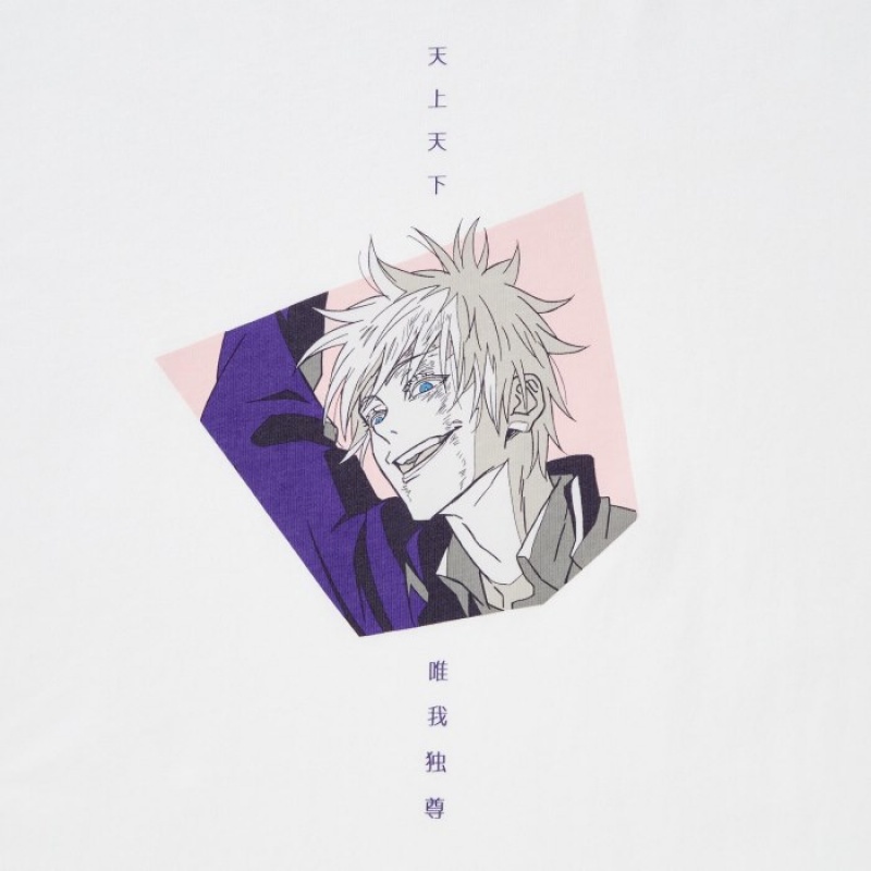 White Uniqlo Anime JUJUTSU KAISEN Season 2 UT Short-Sleeve Women T Shirts | 3137365