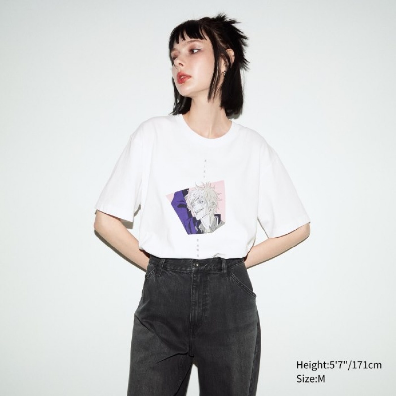 White Uniqlo Anime JUJUTSU KAISEN Season 2 UT Short-Sleeve Women T Shirts | 3137365