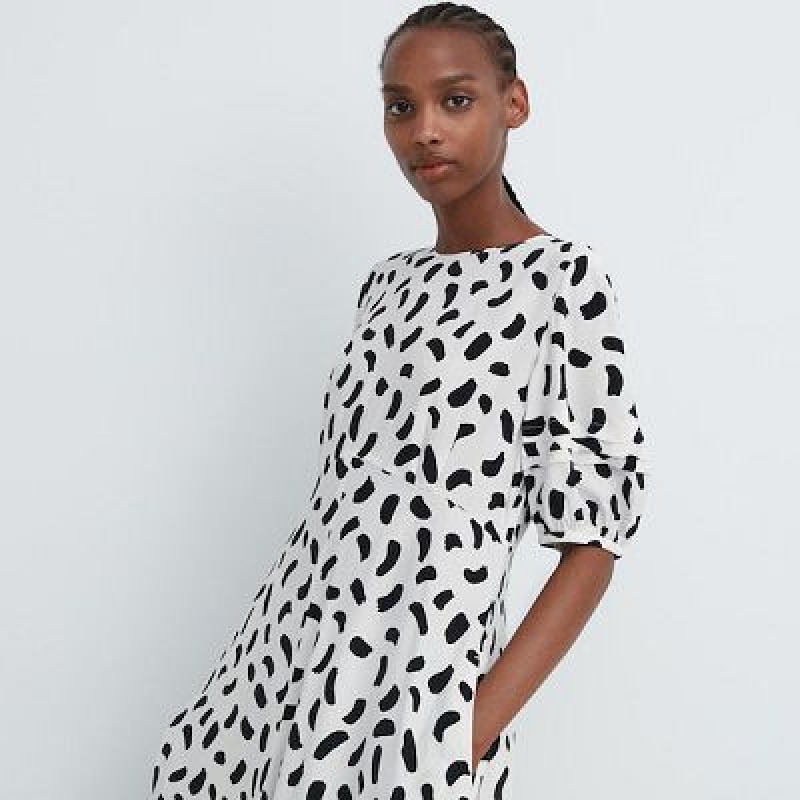 White Uniqlo Balloon Sleeve Short-Sleeve Women Dress | 9005724