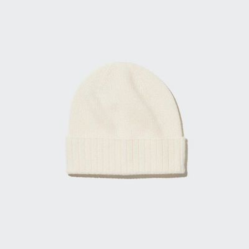 White Uniqlo Cashmere Knitted Women Beanie | 2464998