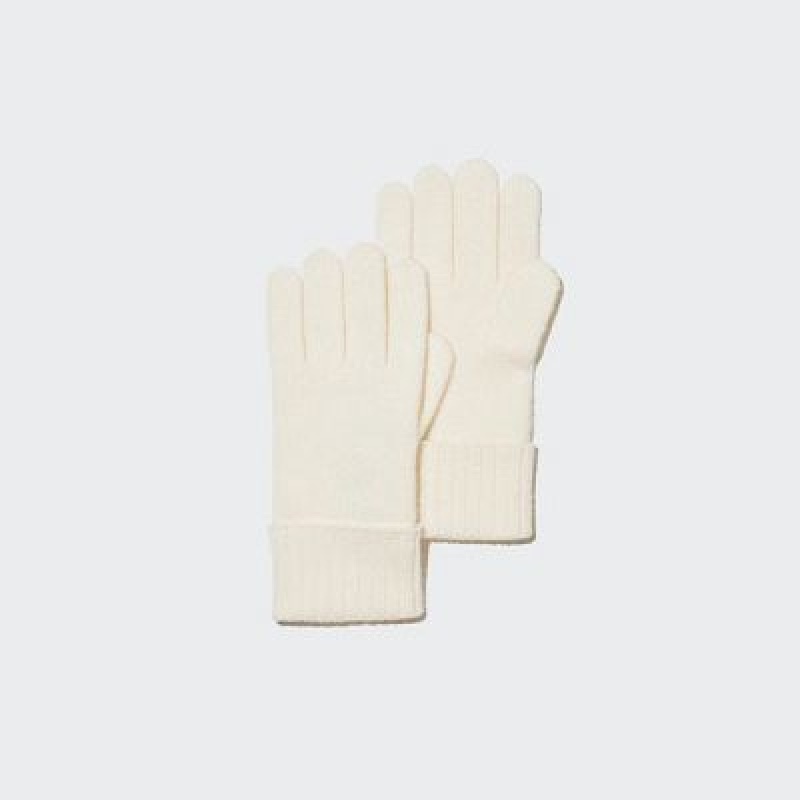 White Uniqlo Cashmere Knitted Women Gloves | 4097855