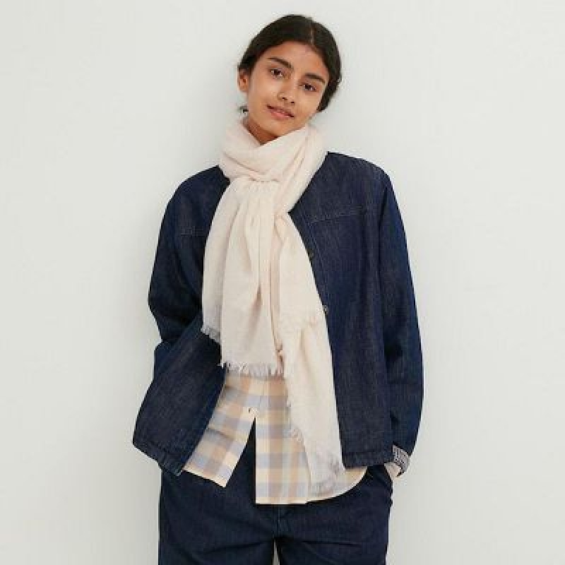 White Uniqlo Cashmere Stole Women Scarves | 911147