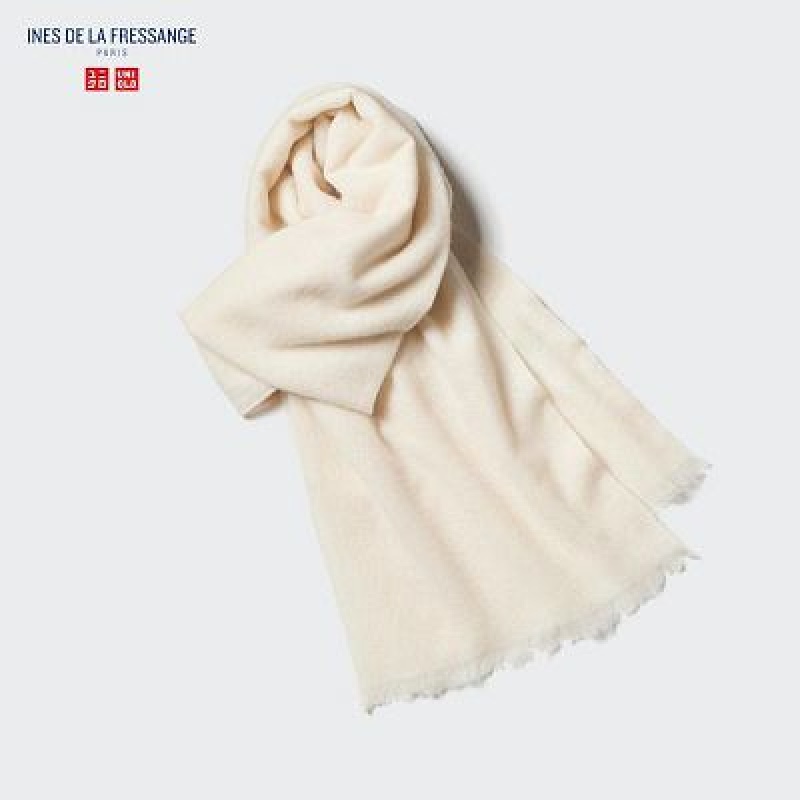 White Uniqlo Cashmere Stole Women Scarves | 911147