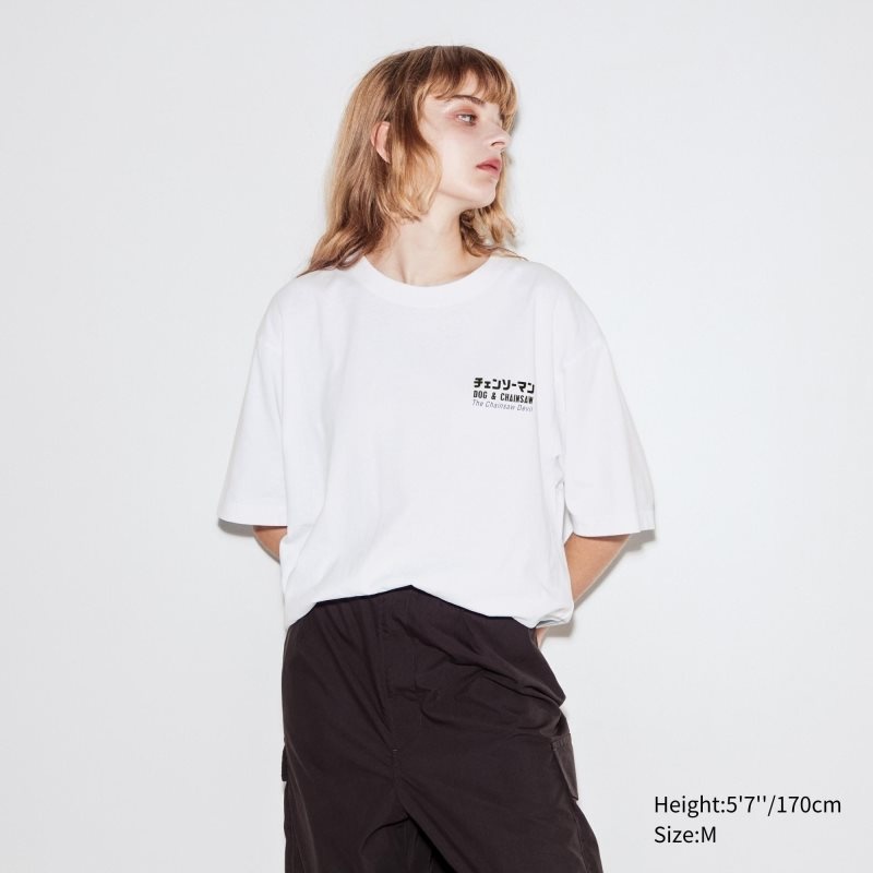 White Uniqlo Chainsaw Man × Kosuke Kawamura Short Sleeve Ut Oversized Men T Shirts | 8952810