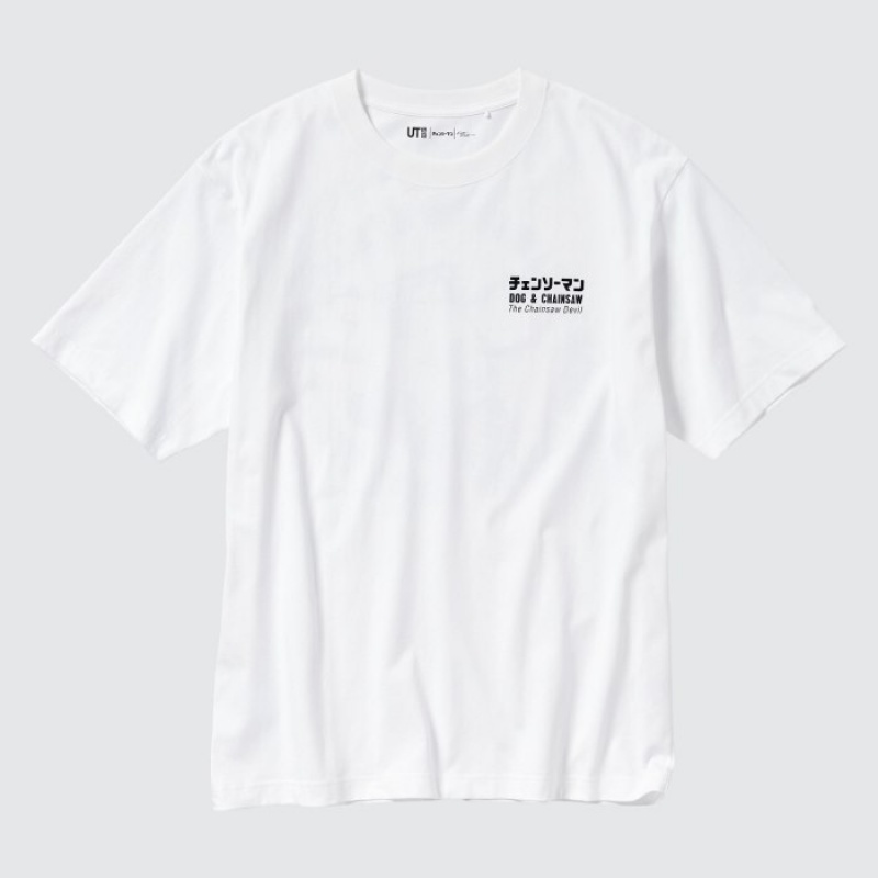 White Uniqlo Chainsaw Man × Kosuke Kawamura UT Oversized Short-Sleeve Pochita Women T Shirts | 2970881