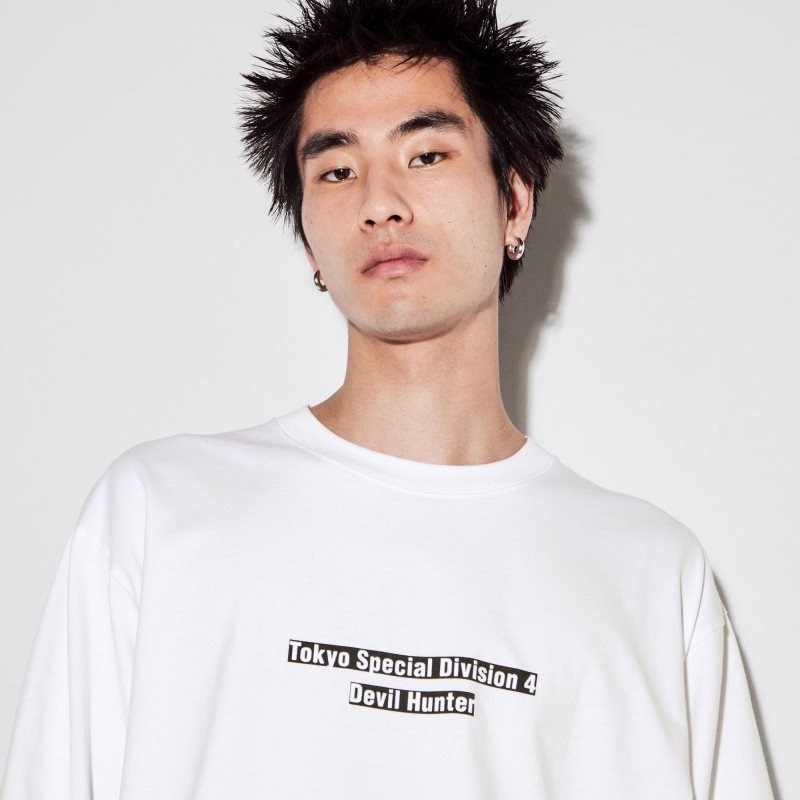 White Uniqlo Chainsaw Man × Kosuke Kawamura Ut Long-sleeve Graphic Men T Shirts | 6649713