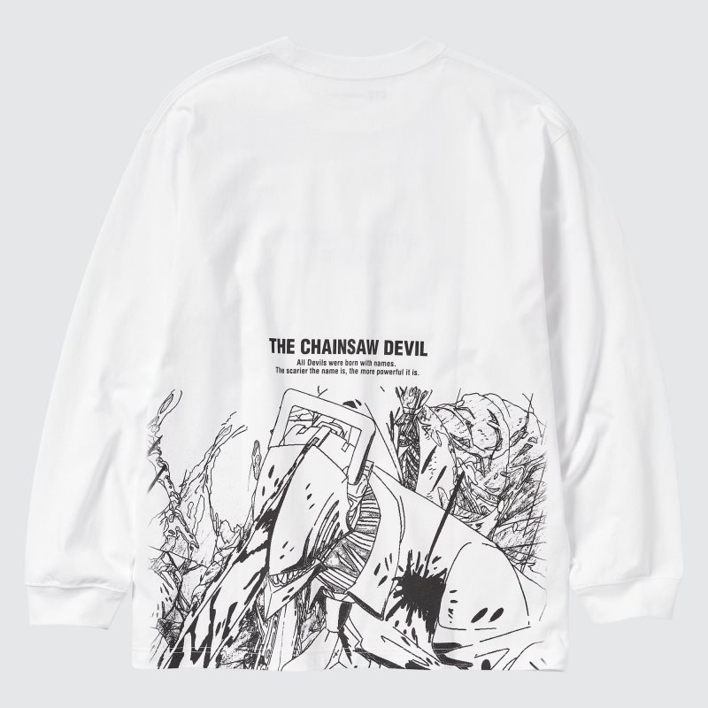 White Uniqlo Chainsaw Man × Kosuke Kawamura Ut Long-sleeve Graphic Men T Shirts | 6649713