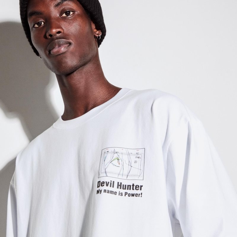 White Uniqlo Chainsaw Man × Kosuke Kawamura Ut Long-sleeve Graphic Men T Shirts | 8762766
