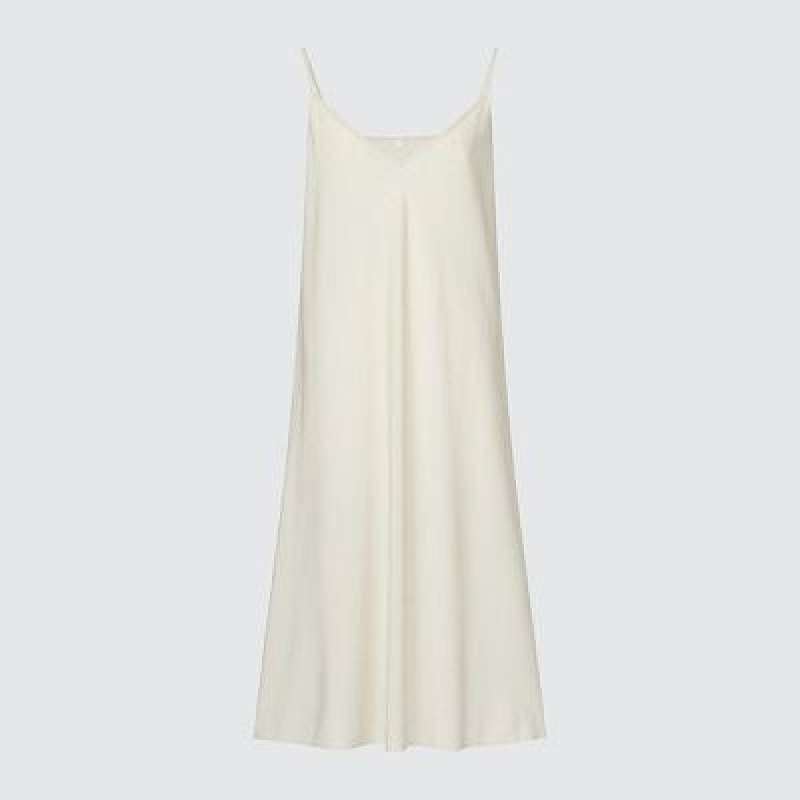 White Uniqlo Chiffon Pleated Long-Sleeve Women Dress | 8032277
