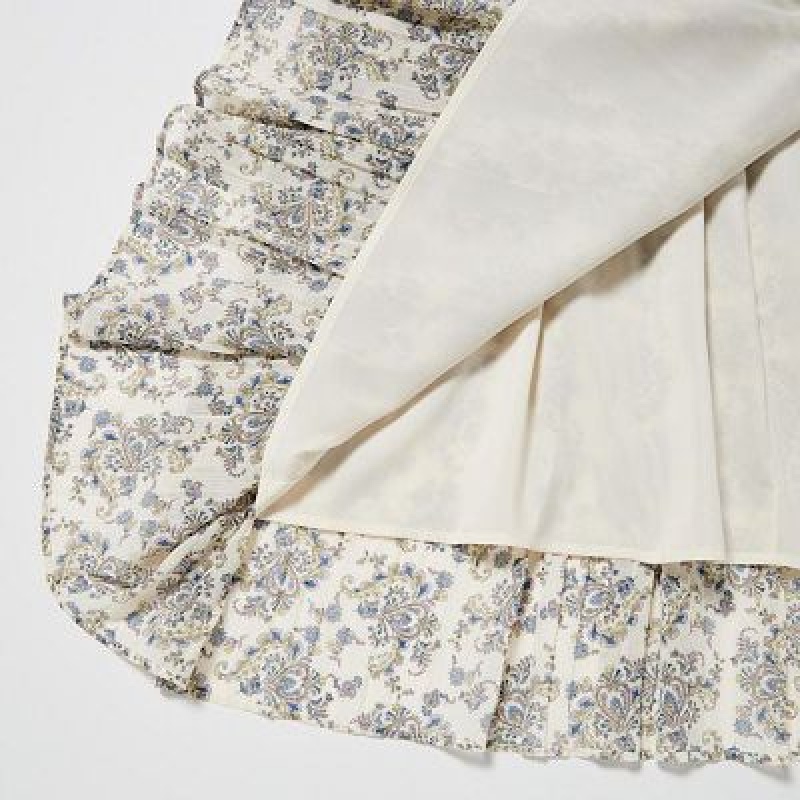 White Uniqlo Chiffon Pleated Women Skirts | 6148755