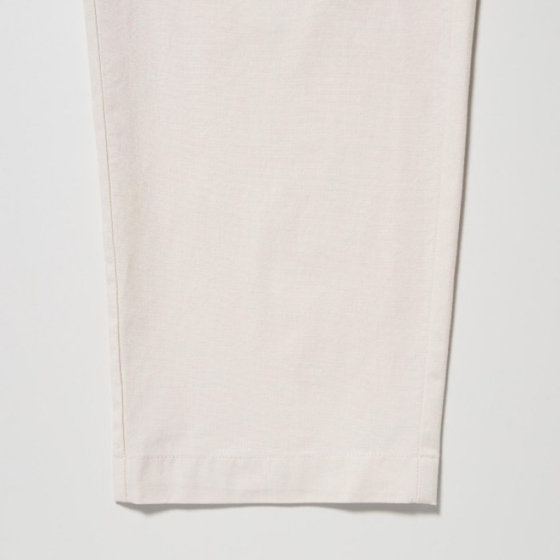 White Uniqlo Cotton Relaxed Ankle Lounge Women Pants | 804438