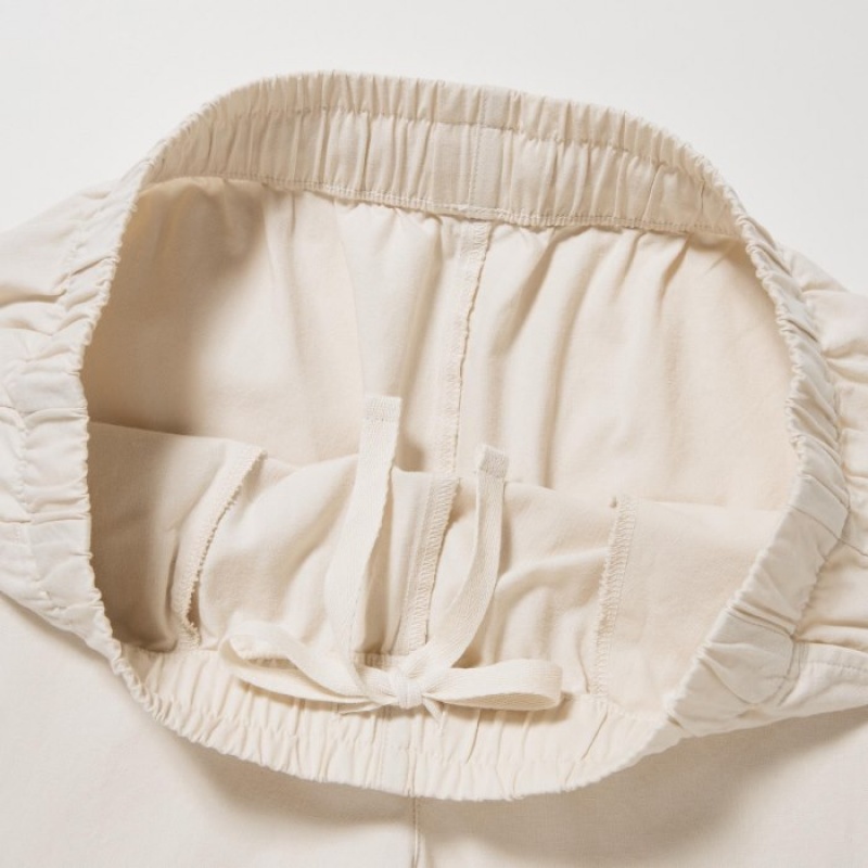 White Uniqlo Cotton Relaxed Ankle Lounge Women Pants | 804438