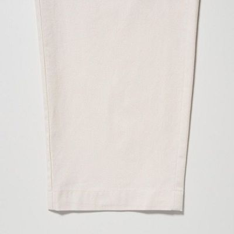 White Uniqlo Cotton Relaxed Ankle Women Pants | 415184
