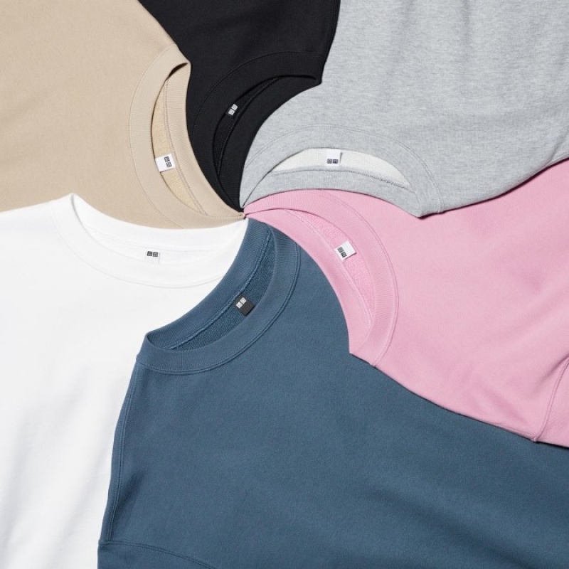 White Uniqlo Crew Neck Long-Sleeve Women Sweatshirts | 646177