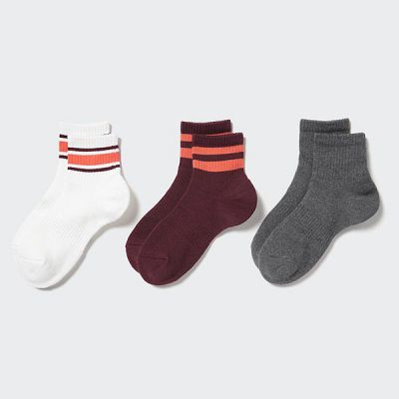 White Uniqlo Crew Pile Lined (3 Pairs) Women Socks | 7418724