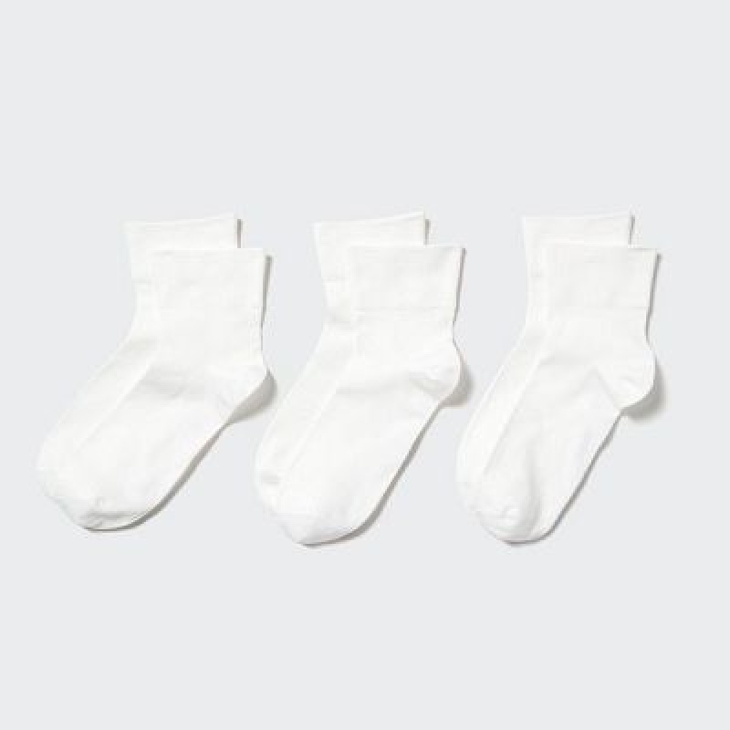 White Uniqlo Crew Tapered (3 Pairs) Women Socks | 5973688