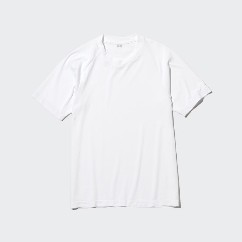 White Uniqlo DRY-EX Crew Neck Short-Sleeve Printed Women T Shirts | 7103860