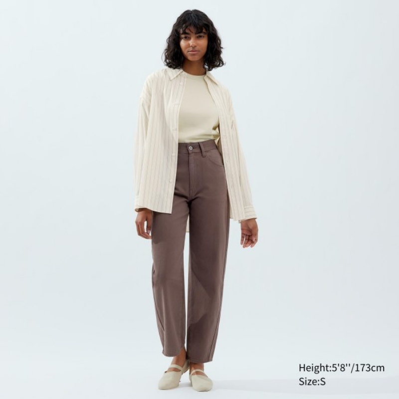 White Uniqlo Draped Striped Long-Sleeve Women Shirts | 3350482
