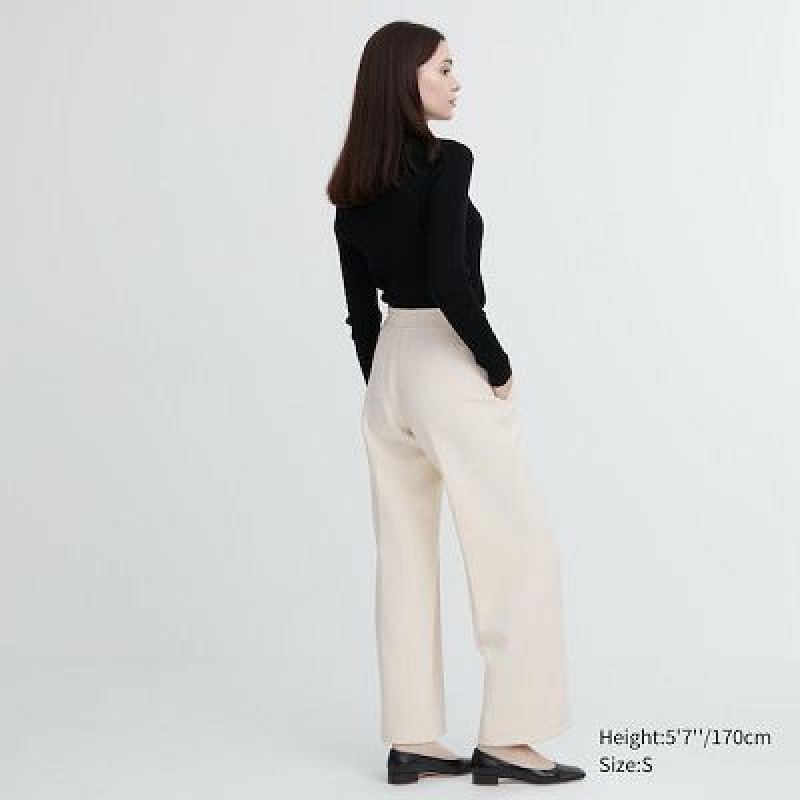 White Uniqlo Dry Sweat Track Women Pants | 886396