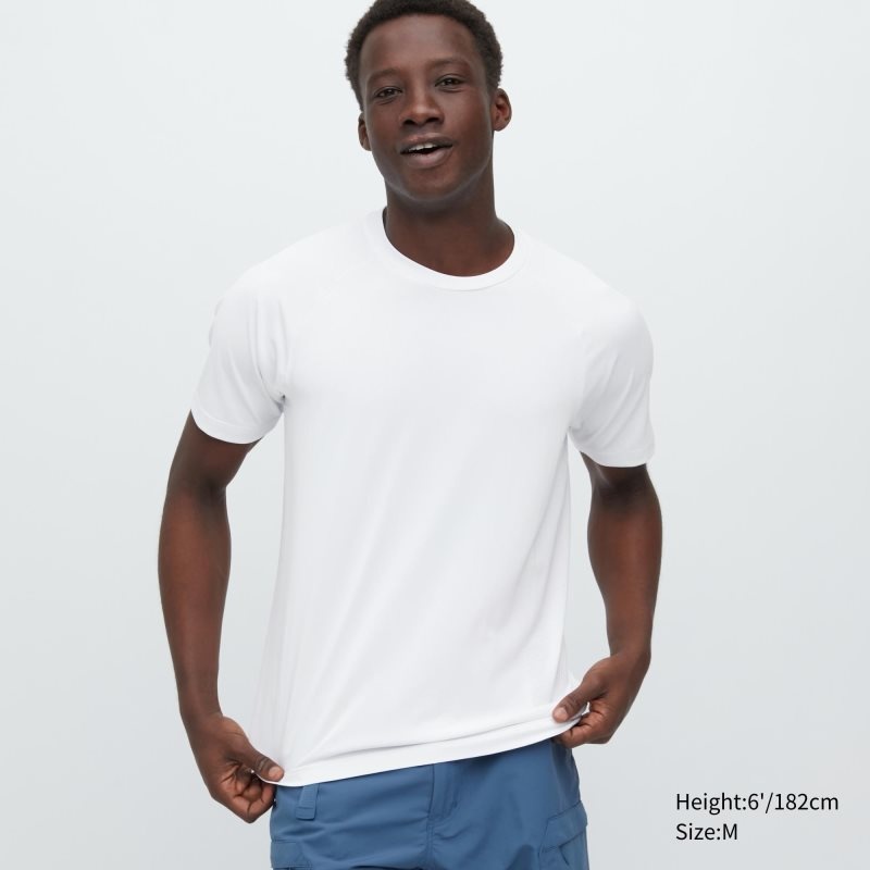 White Uniqlo Dry-ex Crew Neck Short-sleeve Men T Shirts | 1672702