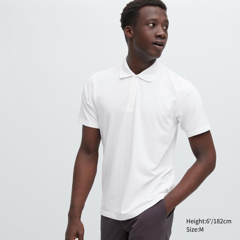 White Uniqlo Dry-ex Men Polo Shirts | 6365665