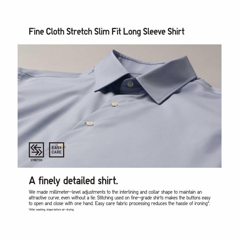 White Uniqlo Easy Care Stretch Slim Fit Long-sleeve Men Shirts | 2864110