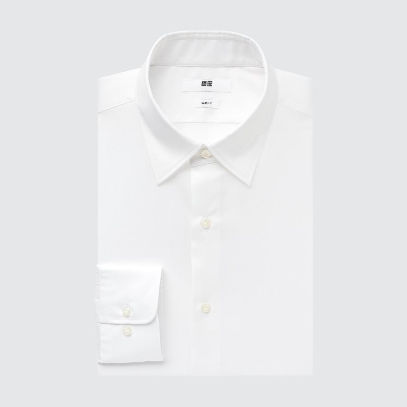 White Uniqlo Easy Care Stretch Slim Fit Long-sleeve Men Shirts | 2864110